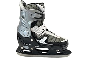 Cox Swain verstellbare Schlittschuhe Push, Eislaufschuhe für Kinder, Jugendliche und Erwachsene bis 100KG, vorgeschliffene Edelstahlkufe, Softboot, Black Gr. XS (29-32)