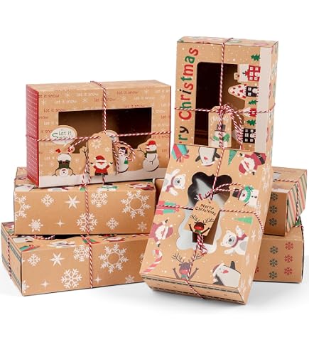 Moretoes Weihnachts-Plätzchenboxen – 45 Stück, 10,2x10,2x6,3 Cm, Kraftpapier Mit Fenster