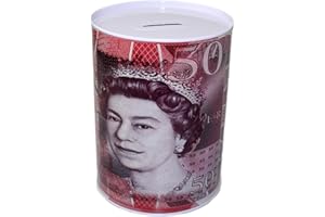 SAVER £50 Pound Money Tin Can Box With Printed Piggy Bank Note For Saving Cash. (Large)…
