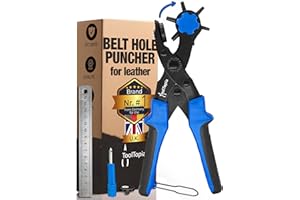 ToolTopia Hole Punch for Leather & Fabric [Complete Set], Hole Puncher with Comfort Lever