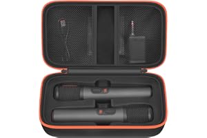 Boobowl Bluetooth Mikrofon Etui Kompatybilne z JBL PartyBox Wireless Mic J2X Mikrofony cyfrowe, przenośna skrzynka mikrofonowa z ponownie ładowalną baterią, odbiornik, adapter (tylko etui), czarny
