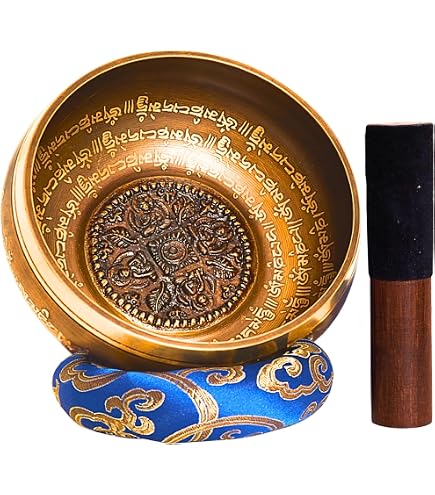 Bol Tibétain 8 Cm 7 Métaux Authentique – Bol Chantant Artisanal Avec Maillet, Coussin Et Sac De Rangement Pour Méditation & Yoga