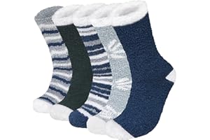 CHALIER COZY 5 Paires Chaussettes Homme Floues Hiver Chaussettes Moelleuses Pantoufle Doux Maison Chaudes Thermiques pour Homme Femme