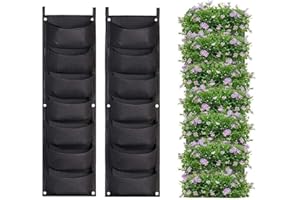 LITLANDSTAR Hanging Planter Bags, 2 Pack 7 Pocket Hanging Vertical Wall Planter Planting Grow Bags Outdoor Indoor Gardening Vertical Greening Flower Container, Planting Bags Storage Bags(Black)