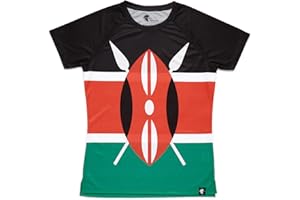 HOOPOE RUNNING APPAREL HOOPOE Maglietta da Corsa Uomo Kenia, Manica Corta, DryClim, Gym, T-Shirt Running, Sportivi, Originale, Divertente, Maasai