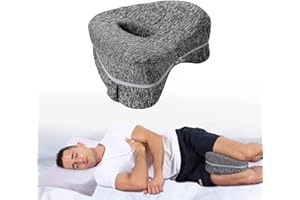 FAMILY CARE ACCU Kniekissen für Seitenschläfer - Memory Foam Knie Kissen Beinkissen, Leg Pillow, Ergonomisches Seitenschläferkissen für stützt Beine, Knie und Rücken, Abnehmbar und Waschbar, grau