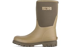 Savage Island Women's Short Neoprene Insulated Rubber Wellington Boots Warm Lined Fully Waterproof Wellies