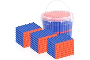Mlikero 300 Fléchettes Balle en Mousse, 7.2cm Balles de Recharge pour Pistolet Joue, Accessoires de Flechette avec Seau de Stockage Portable, Bleu