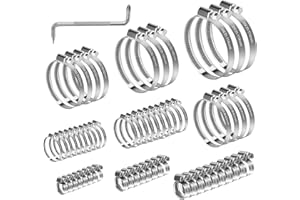 ilauke Zestaw 60 klipsów do węży, regulowany zakres 6-114 mm, klipsy jubileuszowe, zaciski do węży ze stali nierdzewnej, 9 rozmiarów, asortyment zacisków do rur ze śrubokrętem do węży, rur, samochodów