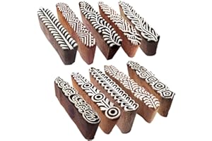 ROYAL KRAFT Mehndi Print Blocks Stylish Border Pattern Wooden Stamps (Set of 10) Htag2156