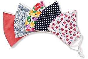 HOPE LOVE SHINE Stylish Cotton Face Mask with Filter Pocket, Handmade Floral Plaid design facemasks for women, washable reusable 3 layers, Ready to SHIP, Pack of 5
