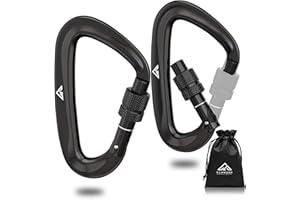 CLIFFORD Karabiner I 500 Kg I 80mm I Für Camping, Hundeleine, Hängematte, Hängesessel, Sonnensegel Sicherung I Schraubverschluss Karabinerhaken Schwarz I Schwerlast Karabiner