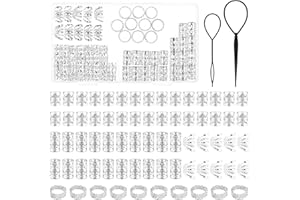 CAISYE 72 Piezas Anillos para el Pelo Ajustable,Accesorios de Estilo Punk Hip-Hop,Incluye 70 Anillos y 2 Horquillas para Trenzar para Trenzas de Pelo,DIY,Adecuado para Todo Tipo de Peinados,Plateado