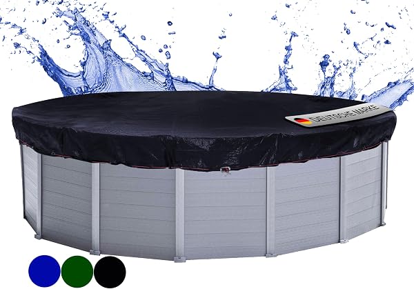 QUICK STAR Poolabdeckung Rund für 320-366 cm Pools | Planenmaß Ø 420 cm | Schwarz | Sommer & Winter Poolplane | Solar Abdeckplane 200g/m² PE Zweifach Beschichtete Abdeckung | Solarplane UV-Resistent - 1