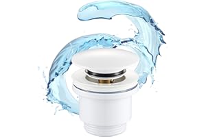 Starbath Plus - Desagüe para Lavabo - Válvula Universal de Clic Clac - Color Blanco Brillo - Compatible Con Rebosadero y Sin Rebosadero - Ideal para Baños y Aseos
