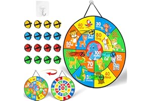 WEYSOO Kinder Dartscheibe Spielzeug, Dartscheibe für Kinder 26 Zoll/66cm, 12 Klebrigen Bällen, 8 Schaumpfeile, 1 Tasche und 1 Haken, für Outdoor-Partyspiele, Geschenke