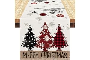 Vorysum Runner Tavola Albero di Natale Rosso Verde Decorazioni Natalizie Lanterna Centrotavola Natalizio Tovaglia Natale Runner da Tavolo Moderno Runner Autunnale Centro Tavola Natalizio 40 x 140 cm