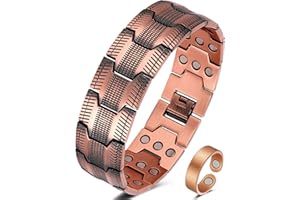 Jeracol Copper Bracelets for Men,3X Magnetic Bracelets Men with Ultra Strength Magnets,Adjustable Size&Jewelry Gift Box