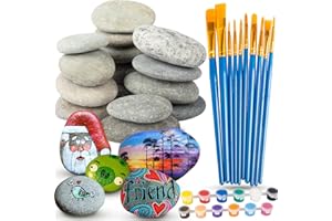 Ezydka 15 PCS Sassi da Dipingere 5-8cm Dipingere i Ciottoli, Le Rocce Ciottoli, Sassi Piatti da Dipingere per Decorative per Acquario e Giardino