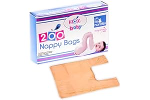 MAX SOLUTIONS Sacs à couches jetables parfumés et hygiéniques avec poignée à nouer pour bébé (1 paquet (200 sacs)