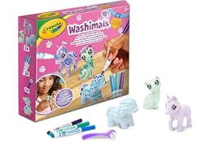 CRAYOLA Washimals Pastel Pets - Set Ricarica con 3 Cuccioli, 3 Pennarelli Lavabili e Spazzolina, Gioco e Regalo per Bambini, da 3 Anni, 74-7511