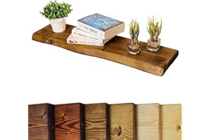 Chill House Waney/Live Edge Estantería Flotante rústica 22 cm x 4.4 cm, Roble Tudor, 60cm