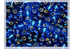 BOHEMIA CRYSTAL VALLEY 25g (ca 680 beads) Mix of Big Preciosa Ornela Seed Beads, Rocailles for embroidery, bracelets, DIY and other craft projects including jewelry making and cloth making, 6/0-8/0 Blue Silver Lined