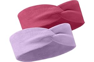 Bubalove - SET 2 x Baumwollstirnbänder für Mädchen und Neugeborene, Baby Haarschmuck, Stirnband, handgenähte Stirnbänder für Mädchen - 46–52 cm / 2-10 Jahre - Dunkelrosa und Violett