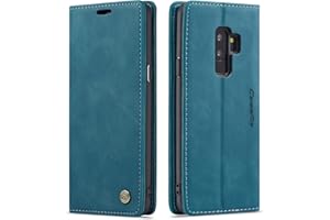 Ququcheng123 Lederhülle kompatibel mit Samsung Galaxy S9 Plus Hülle,Flip Case Schutzhülle Klapphülle Handyhülle Standfunktion-Blau