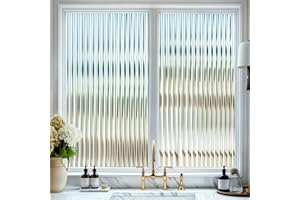 DARUITE Window Film Privacy, Decorative Reeded Glass Window Film, Removable No Glue Anti-UV Static Privacy Film for Glass Windows for Home Office, 90x200CM