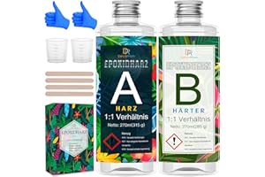 Epoxidharz Set mit Härter - 600g(540ml) Glasklar Gießharz Epoxidharz für Guss und Beschichtung,Einfaches 1: 1 Verhältnis,Transparentes 2-teiliges Harz Set für Holz,Schmuckherstellung,Malerei,Handwerk