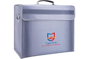 Tamfile 4200℉ Fireproof Document Bag, 16"×12"×5" Large Capacity Water Resistant Document Box A4 with Zipper Upgraded Silicone Coated Fiberglass Fireproof Safety Box for Home, Cash, Valuable, Jewelry