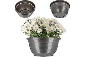 KADAX Miska z tworzywa sztucznego, okrągła donica na kwiaty, odporna na warunki atmosferyczne, do użytku na zewnątrz, lekka miska na kwiaty, donica na rośliny (Ø 22,5 cm, grafitowa)