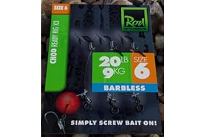 Ready Tied Chod Rigs - 3pcs - Size 8 Barbless Rod Hutchinson Fishing Tackle