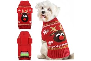 VFY Pull Noel Chien Pull Chien Noel Tricoté Chien Père Noël Pull Chien de Compagnie Pull de Noël Vetement Chien Noel Xmas Pull pour Chien Chat Deguisement Chien Noel Rouge M