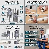 PPRC Boru Diş A&ccedil;ma Seti, 20-25 mm (1/2''-3/4''), İ&ccedil; ve Dış Diş A&ccedil;ma