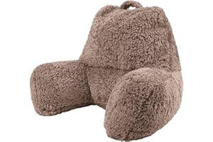 Icon Teddybär Rückenlehne Lesekissen, Mokkabraun, Lesekissen Flauschig mit Sitzsack Füllung, Rückenstütze mit Tragegriff