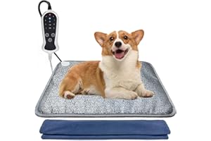 GOLOPET Pet Heating Pad,Medium 18x18inches Heated Bed for Elderly Cat,Waterproof Thermostat Electric Heated Mat,Whelping Heat Pad with Removable Cover for Puppies Kittens Dog