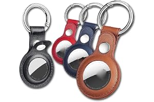 Compatible with AirTag Holder PU Leather Case, 4 Pack Keychain Cover Compatible with AirTag, Faux Leather Protective Key Ring Holder with Carabiner for Pet Collar, Luggage Accessories, Multicolor