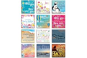 JUST CARDS DIRECT CARDS & GIFTS Christian Magnets for fridge, Set of 12 metal inspirational magnets, designed in England, with Bible Verses. Christian Gifts for Women and men, by Just Cards Direct