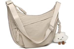 Micmores Borsa a Tracolla Donna in Nylon Leggero, Marsupio Elegante con Cinturino Regolabile, Moon Bag Mezzaluna per Lavoro e Viaggi