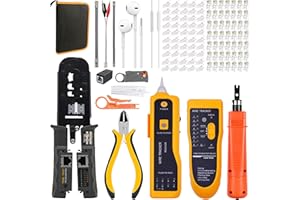 MAYLINEE-TECH MAYLINEE Pelador de cables de red CAT6 Herramientas de Crimpado para Cables RJ45 Crimpadora CAT5/CAT5E RJ11/RJ12 con Probador de Cables LAN Pelacables Conector Alicates(Azul)