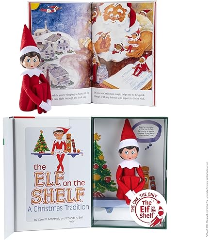 Papier cadeau de Noël officiel Elf sur l'étagère - 4 feuilles et étiquettes