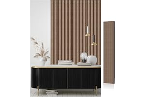JSSZWYP AKK-STAVE Akustikpaneele Holz 240x60 cm (1er-Set 1,44 m²) - Akustik Paneele & Holzpaneele Wand für Schallschutz | 3D Paneele Wand als Wandverkleidung Innen | Schallabsorber für Wohnzimmer(4# Walnuss)