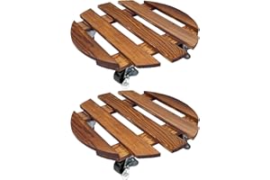 Lixiluxia Porte Plante a roulettes, Supports de Pots de Fleurs à roulettes, Support Plante Exterieur, Plateau Roulette Plante, Socle de Rempotage à roulettes Fleurs Bois Massif, Capacité Charge 80kg