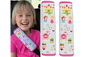 HECKBO 2x Protector para cinturón de seguridad - Princesa - para niños - Protector para cinturón, almohadilla para el hombro para el cinturón de seguridad