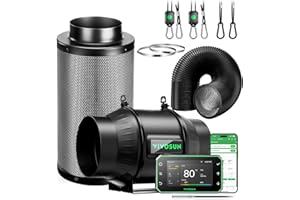 VIVOSUN PRO T6 Smart Air Filtration Kit, 15 cm AeroZesh T6 Duct Fan with GrowHub E42A, Carbon Filter & Air Duct, Cooling & Ventilation System for Grow Tent, Hydroponics, Indoor Growing