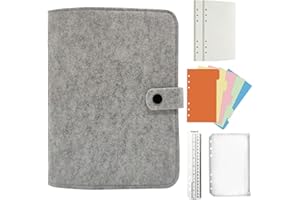 Jalach Felt Ring Binder A5 A6 Refillable A6 A5 Binder with 90 Sheets Paper Dotted Notebook Ring Binder Diary Planner Calendar Organiser for Work School Recipes Travel