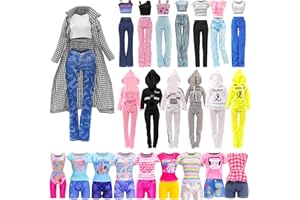 FESTFUN 13 pcs Doll Clothes Include 1 Swimsuit 1 Set Casual Outfits 1 Hooded Sportswear 5 Tops 3 Shorts 2 Long Pants Random Style for 11.5 Inch/30cm Girl Dolls Gifts For Girl(NO DOLL)