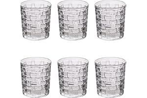Villa d'Este Home Tivoli Juego de 6 vasos de agua de cristal 275 ml, decoración trenzada, Cottage